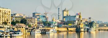 Skyline of Kiev at the Dnieper river in Ukraine.