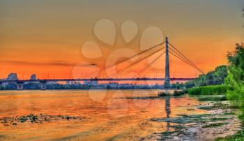 The Moskow Bridge across the Dnieper river in Kiev, Ukraine