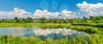 Monastery pond in Suzdal, the Golden Ring of Russia