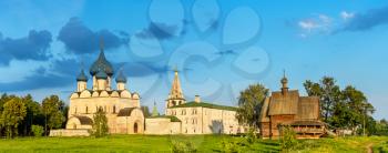 The Nativity Cathedral and St. Nicholas Church in Suzdal, a UNESCO heritage site in Russia