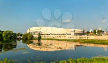 Kolomna, Russia - July 28, 2017: The Kolomna Speed Skating Center and the Kolomenka River