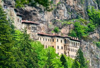 View of Sumela Monastery at Mela Mountain in Turkey