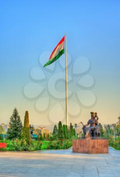 Tajikistan flag on the second tallest in the world flagpole. Central Park of Dushanbe