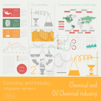 Economy and industry. Chemical and petrochemical industry. Industrial infographic template. Vector illustration