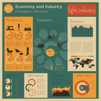 Economy and industry. Light industry. Industrial infographic template. Vector illustration