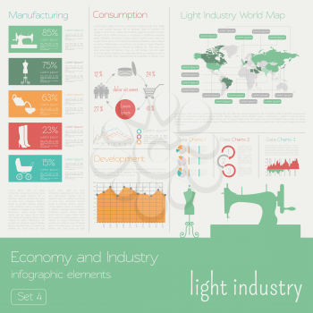 Economy and industry. Light industry. Industrial infographic template. Vector illustration