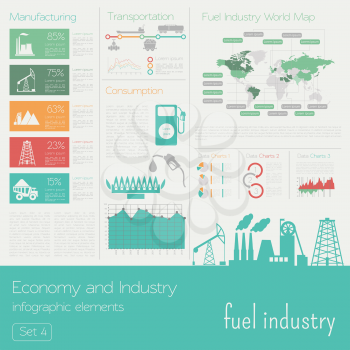 Economy and industry. Fuel industry. Industrial infographic template. Vector illustration