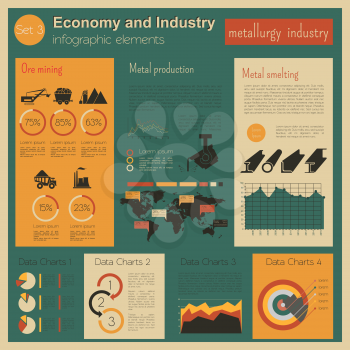 Economy and industry. Metallurgy industry. Industrial infographic template. Vector illustration