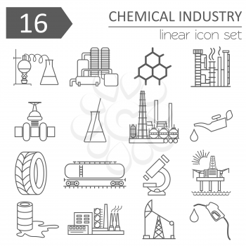Chemical industry icon set. Thin line icon design. Vector illustration