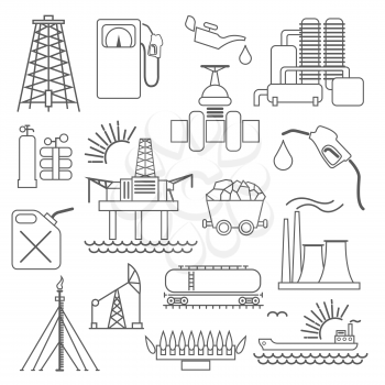 Oil and gas industry icon set. Thin line icon design. Vector illustration