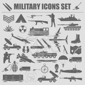 Military icon set. Constructor, kit. Vector illustration