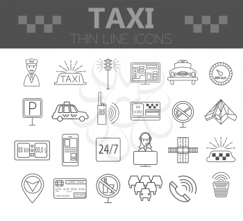 Taxi icon. Thin line icon design. Vector illustration