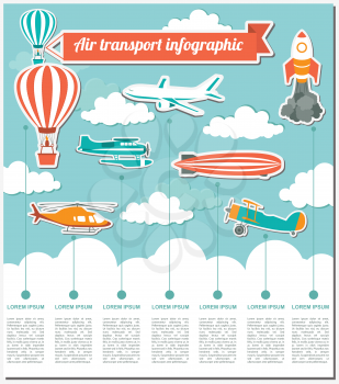 Air transport infographics elements. Retro styled illustration. Vector
