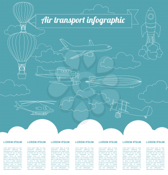 Air transport infographics elements. Retro styled illustration. Vector