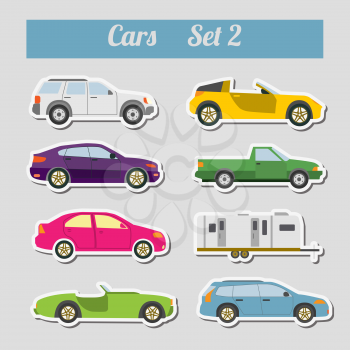 Set of elements passenger cars for creating your own infographics or maps. Vector illustration