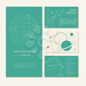 Space, universe graphic design. Banners, layot, flyer templates. Vector illustration 