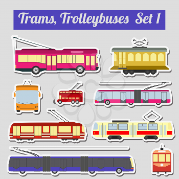 Set of elements trams and trolleybuses for creating your own infographics or maps. Vector illustration