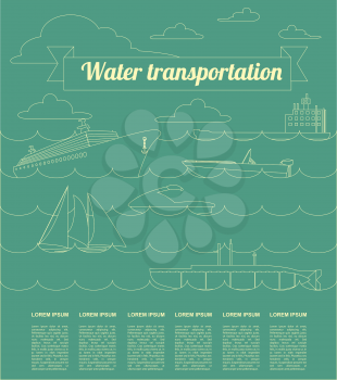 Water transport infographics elements. Nautical. Retro styled illustration. Vector