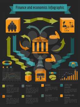 Economics and finance infographic. Investment projects. Banks. Elements for creating your own infographic. Vector illustration