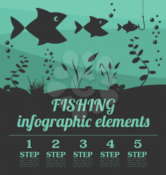 Fishing infographic elements. Set elements for creating your own infographic design. Vector illustration