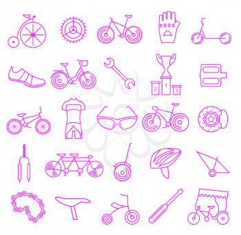Bicycle icon set. Bike types. Vector illustration linear thin design