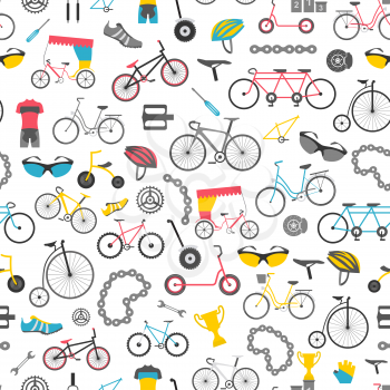 Bicycle seamless pattern. Colour flat design. Vector illustration