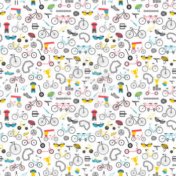 Bicycle pattern. Colour flat design. Vector illustration