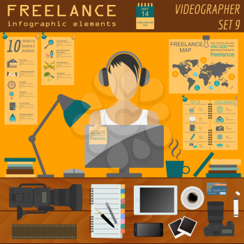 Freelance infographic template. Set elements for creating you own infographic. Vector illustration