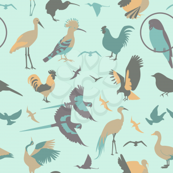Birds seamless pattern. Vector flat style. Vector illustration