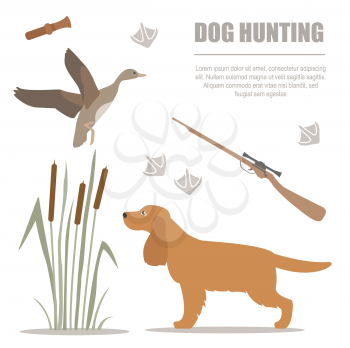 Dog hunting. Flat style. Vector illustration