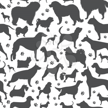 Dog seamless pattern. Heatlh care, vet, nutrition, exhibition. Vector illustration 