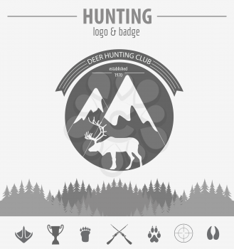 Hunting logo and badge template. Flat design. Vector illustration