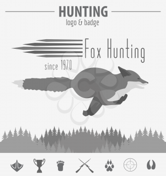 Hunting logo and badge template. Flat design. Vector illustration
