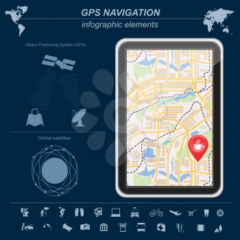 Global Positioning System, navigation. Infographic template. Vector illustration
