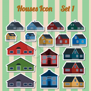 Houses icon setr. Elements for creating your perfect city. Colour version. Vector illustration