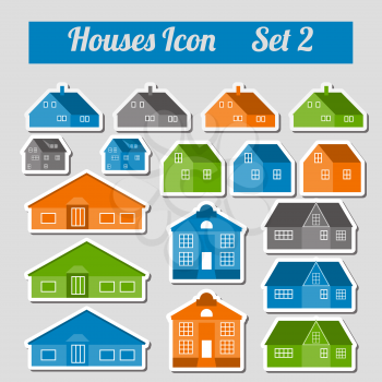 Houses icon setr. Elements for creating your perfect city. Colour version. Vector illustration