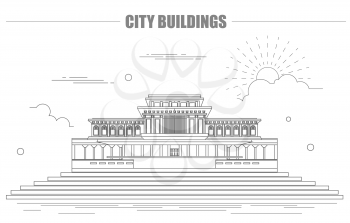 City buildings graphic template. North Korea. Mosque. Vector illustration