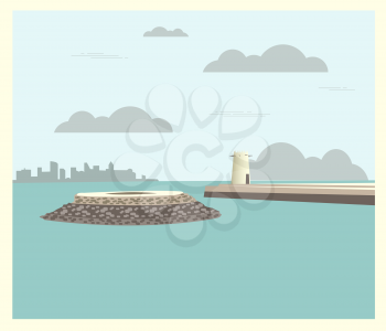 City buildings graphic template. Qatar. Fort Umm Salal Mohammed. Vector illustration