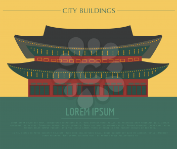 City buildings graphic template. South Korea. Shining Happiness Palace. Vector illustration