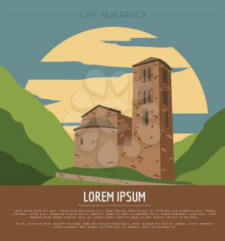 City buildings graphic template. Andorra la Vella. Vector illustration