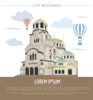 City buildings graphic template. Bulgaria. Sofia. Vector illustration