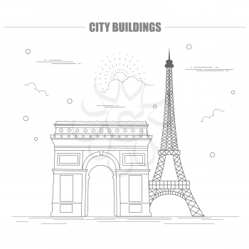 City buildings graphic template. France. Paris. Vector illustration