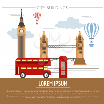 City buildings graphic template. UK. London. Vector illustration