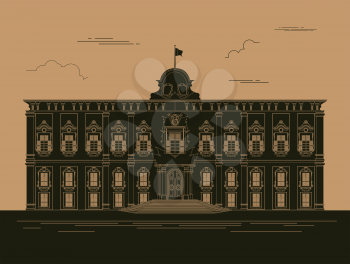 City buildings graphic template. Grand Master Palace. Vector illustration
