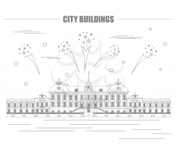 City buildings graphic template. Royal Palace Stockholm. Vector illustration