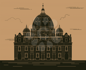 City buildings graphic template. Saint Pyotr Cathedral. Vector illustration