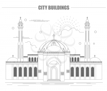 City buildings graphic template. Bahrain Mosque. Vector illustration