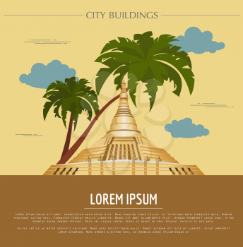City buildings graphic template. Naypyidaw. Burma. Vector illustration