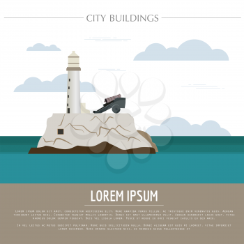 City buildings graphic template. Cuba. Vector illustration