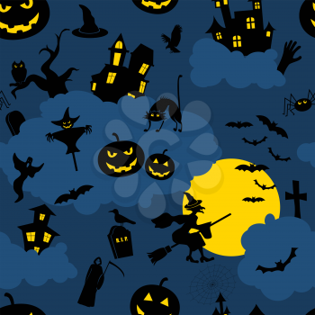 Halloween seamless patterns. Holiday design. Vector illustration.